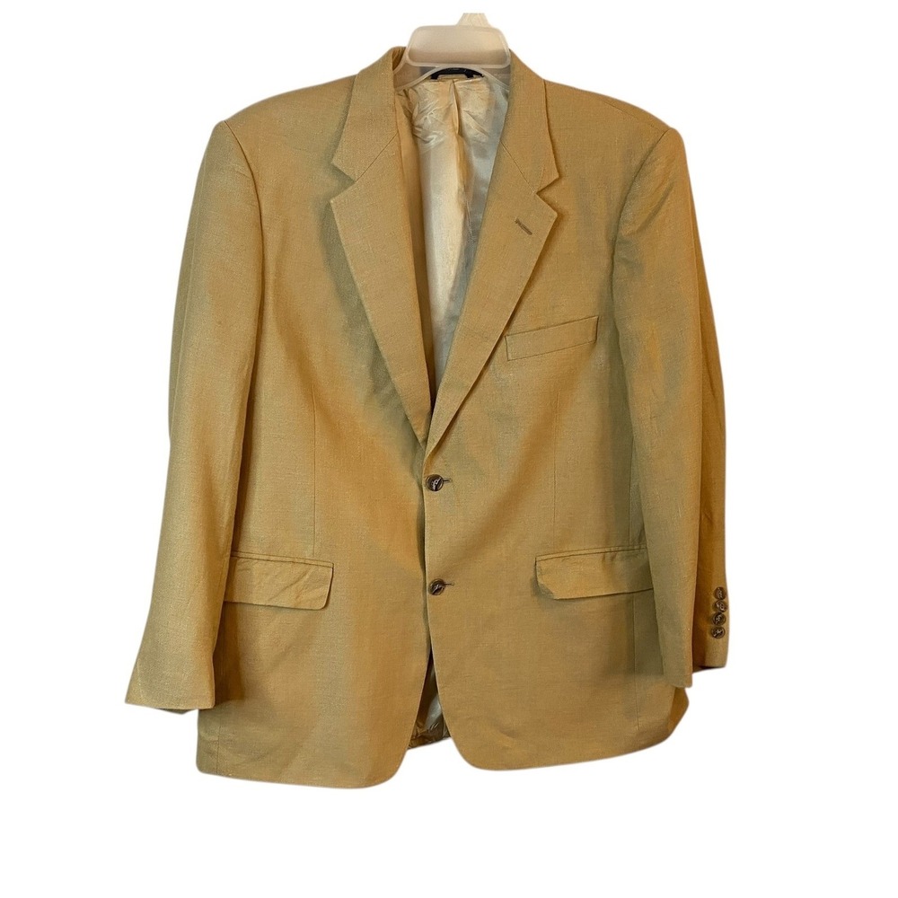 Oak Hill Sport Coat Mens 42R Beige Silk Linen Blend Blazer Two Button